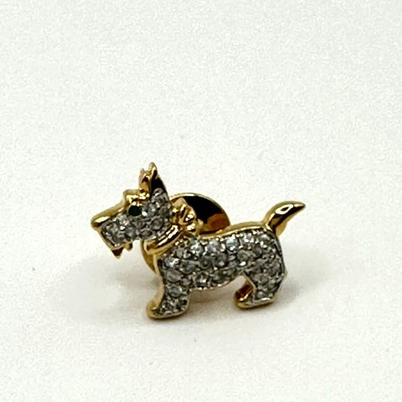 Vintage Swarovski Signed Crystal & Gold Scottie Terrier Dog Pin Brooch - Picture 4 of 7